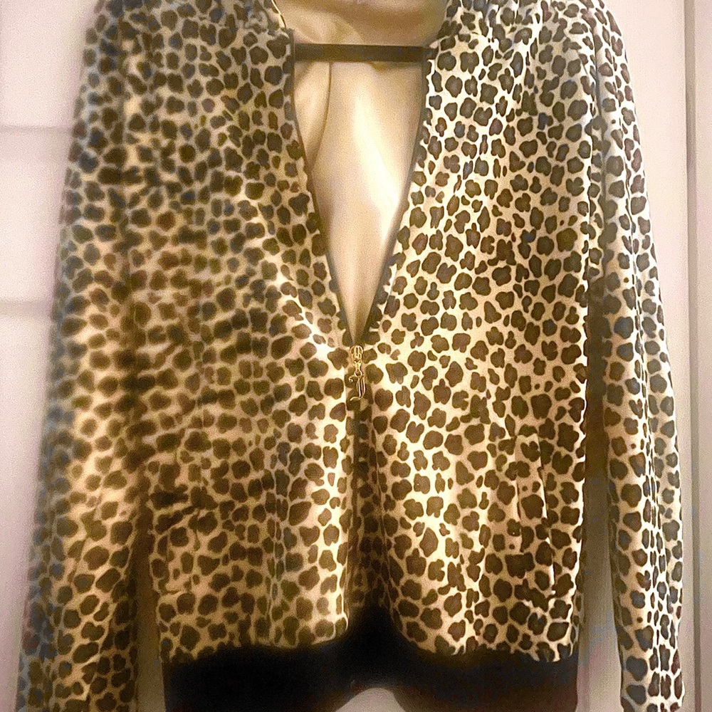 Juicy Couture Leopard Print Zip-Front Bomber Jacket - Gold & Black